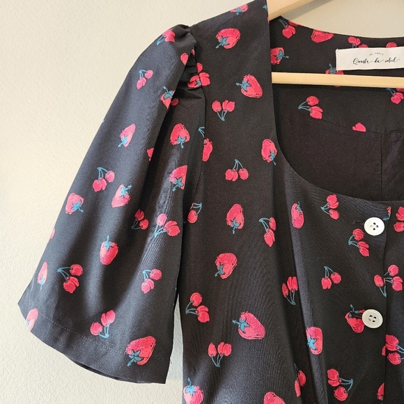 Quanta Du Soleil De Paris Boho Feminine Mini Dress Black Cherry Sz 34 XS - Picture 6 of 15